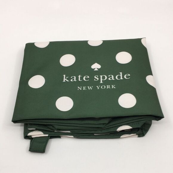 Kate Spade Large Beach Shop Toy Reusable Tote Bag Green White Polka Dot - Picture 3 of 12